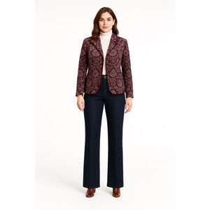 Olsen Europe Plum Purple Velvet Floral Baroque Blazer Jacket Vintage Y2K Size 12
